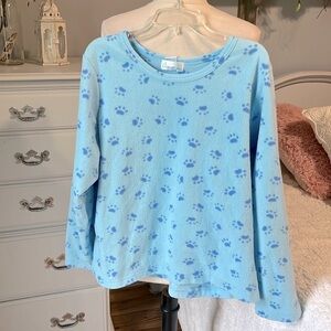 Puppy Dog Paw Print Fleece Pajama Top